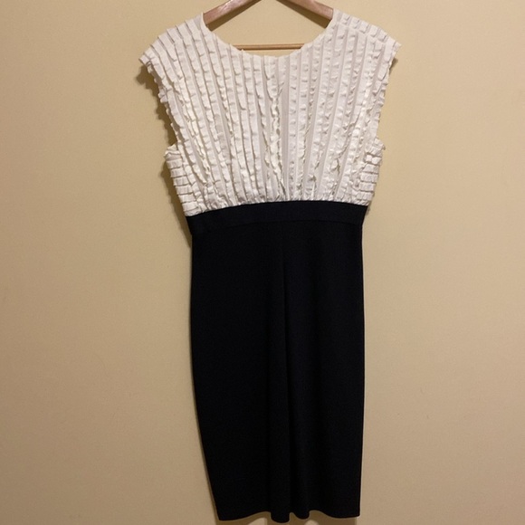 Max StudioY2K Mini Dress Black White Ruffles Bodycon Cocktail 90s Summer Wedding - Picture 7 of 8